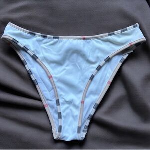 Authentic Burberry London White Bikini Bottom Sz S with Striped Trim FLAW